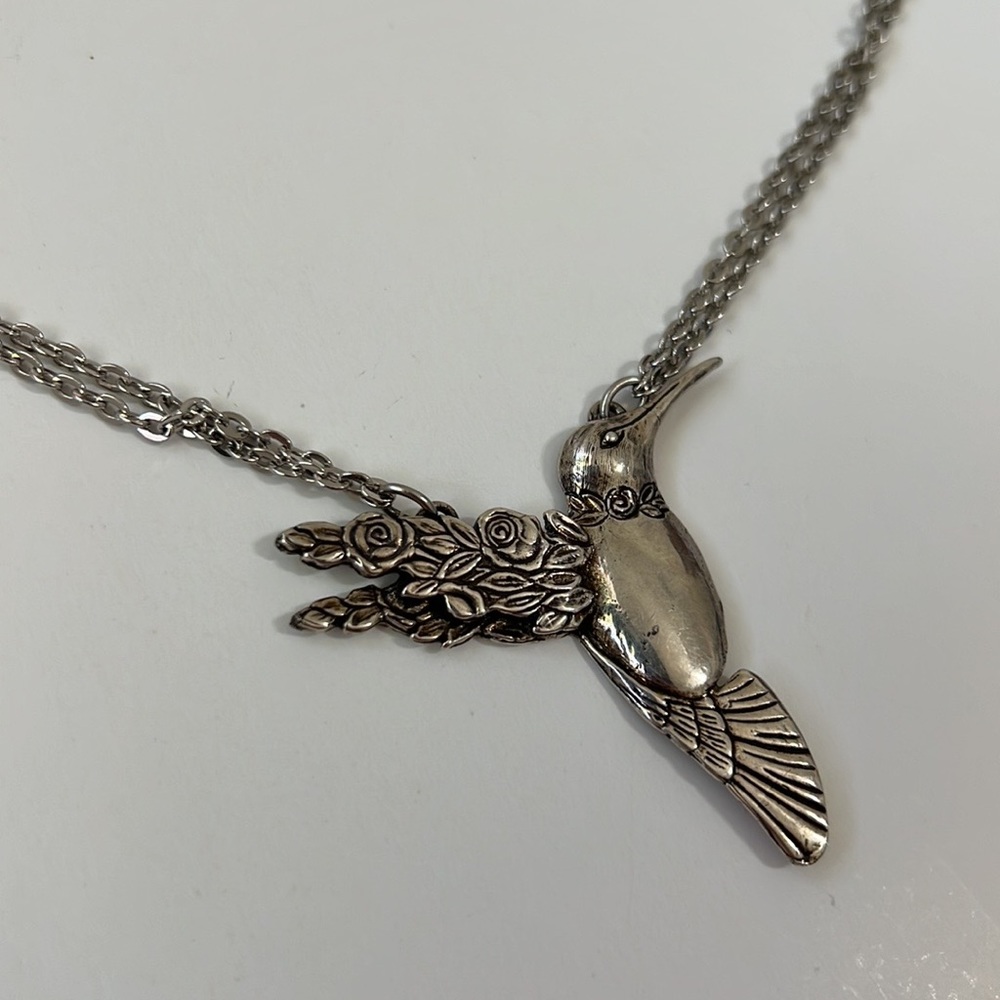 Silver spoon jewelry hummingbird necklace